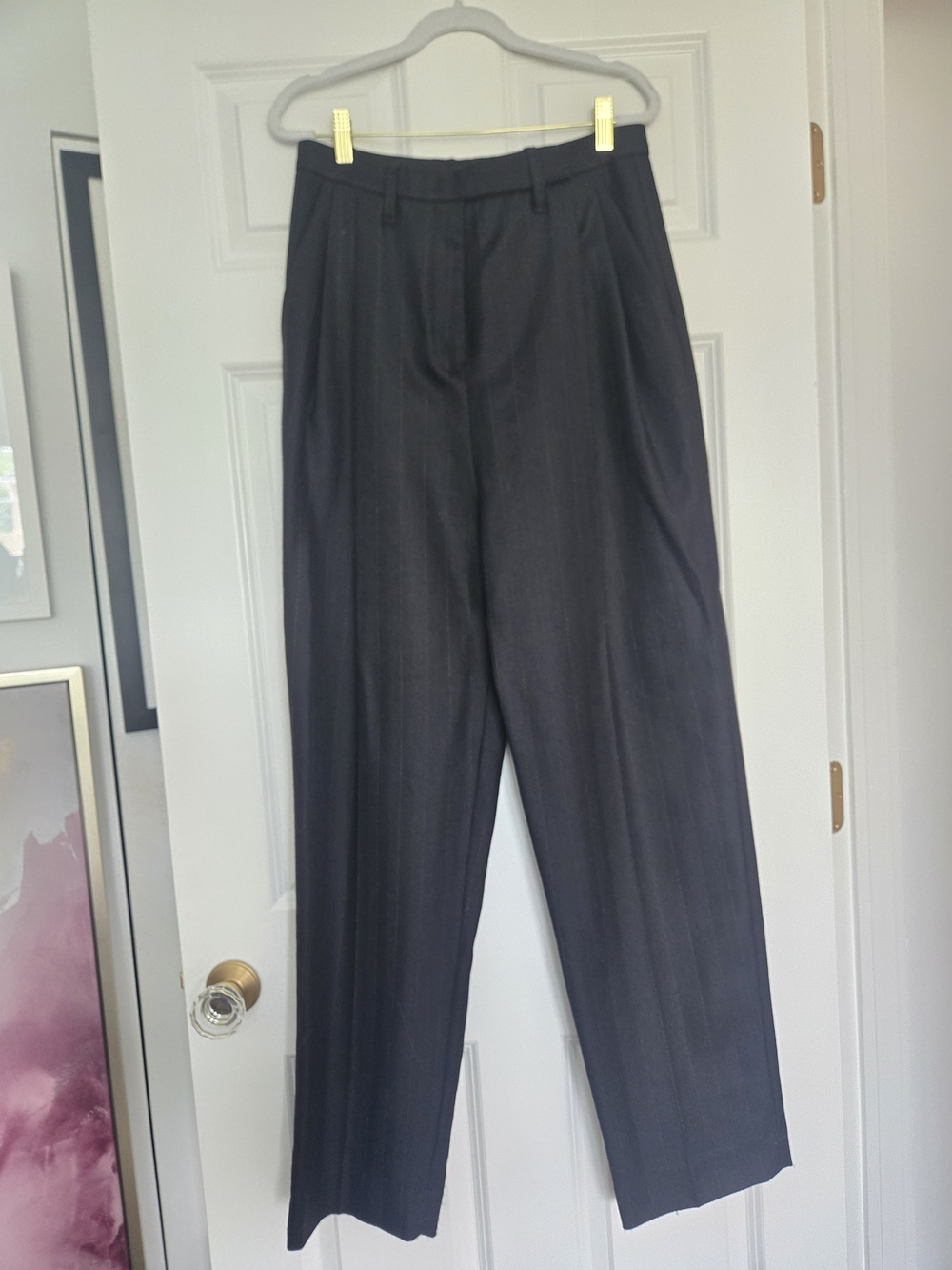 Tailored High-Waist Straight-Leg Trousers in Dark Navy